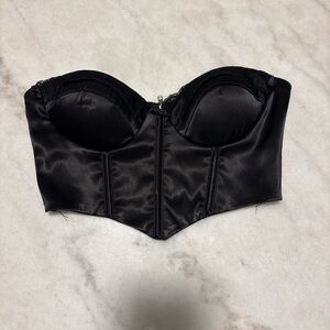 Princess Polly Black Satin Crop Top